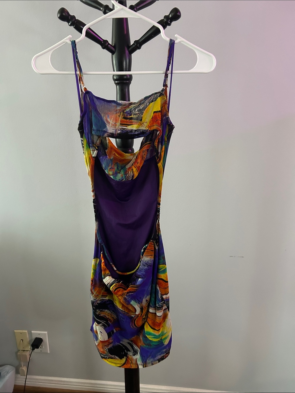 Rumours Print Cowl Neck Slip Dress in Multicolor - Picture 2 of 8